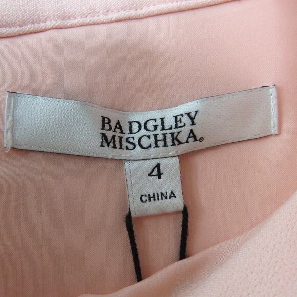 Badgley Mischka Folded Collar A-Line Midi Pencil Dress Pink Dress Size 4 - Picture 7 of 12